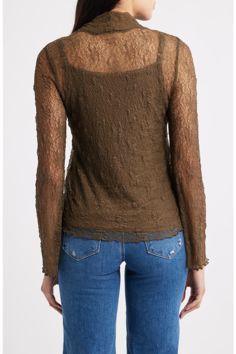 Mock Neck Sheer Knit Top, Alternate, color, NORI GREEN