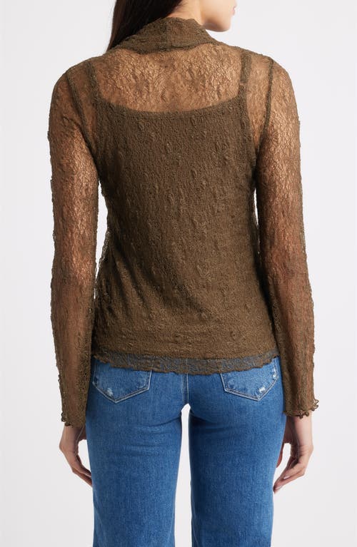 Wit & Wisdom Mock Neck Sheer Knit Top In Brown