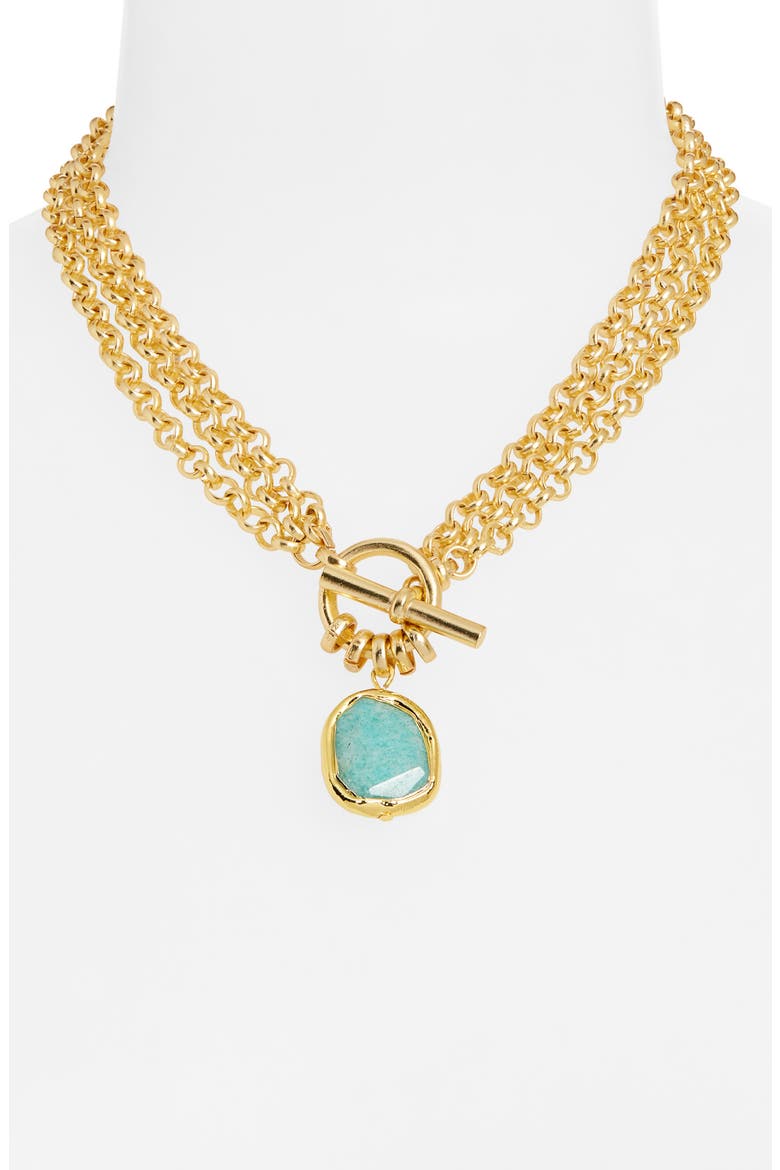 Amazonite Pendant Necklace, Alternate, color, GOLD