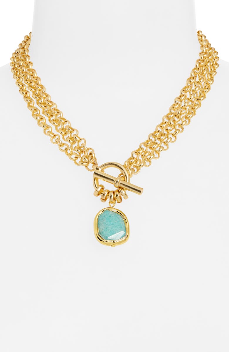 Karine Sultan Amazonite Pendant Necklace, Alternate, color, Gold