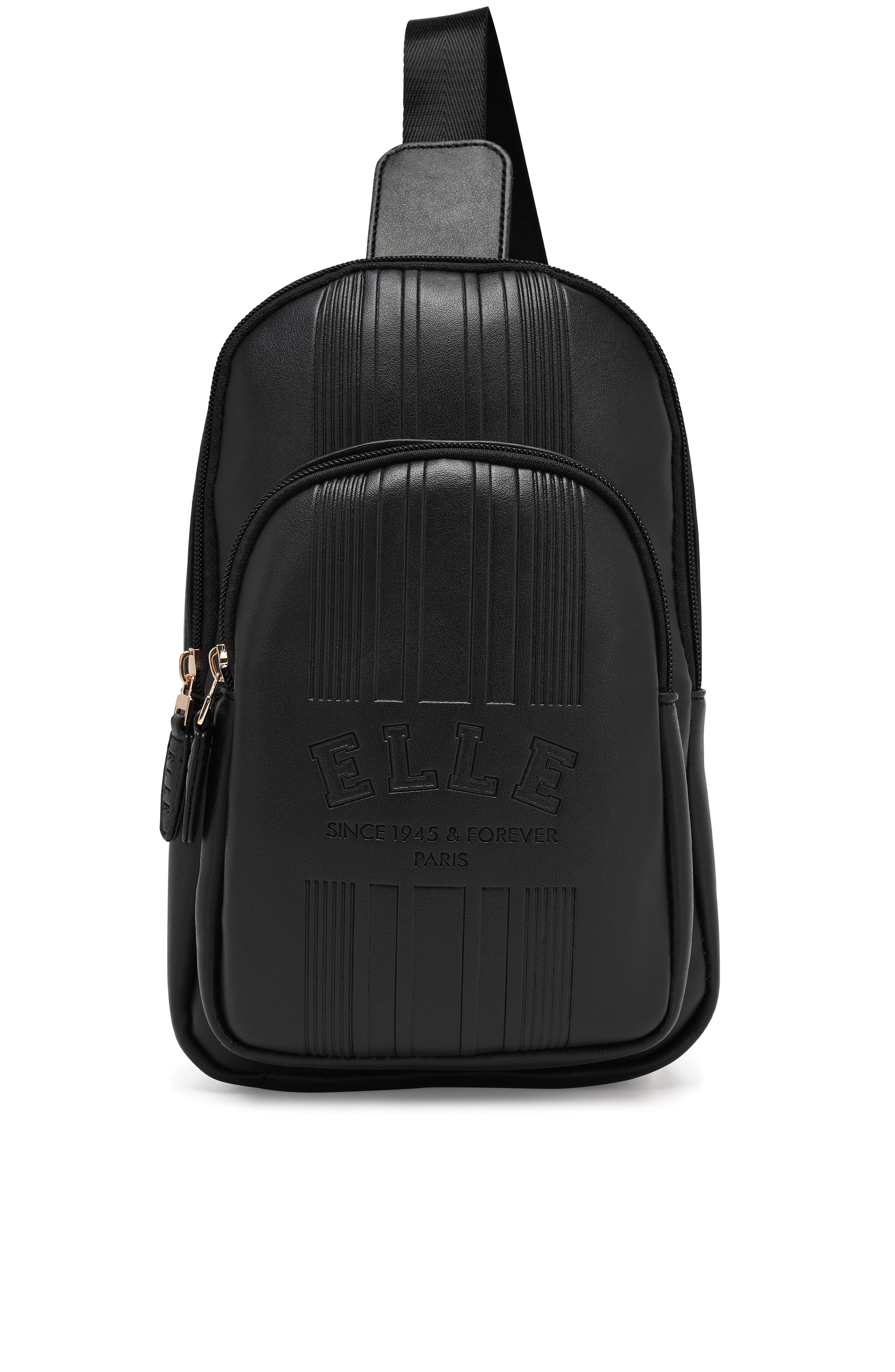 ELLE Roamer 2.8L Vegan Leather Chic Crossbody Bag, Main, color, Black