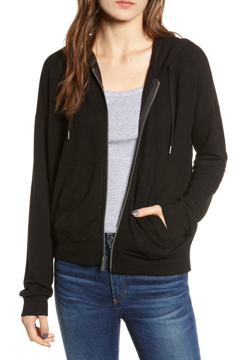 Supersoft Zip-Up Hoodie, Main, color, BLACK