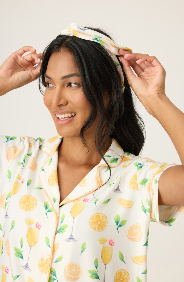 PJ Salvage Mimosa Me Short Pajamas & Headband Set, Alternate, color, Ivory