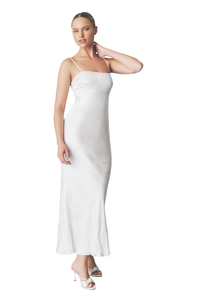 Six Stories Paloma Satin Floral Jacquard Maxi Dress, Main, color, 