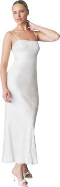 Six Stories Paloma Satin Floral Jacquard Maxi Dress