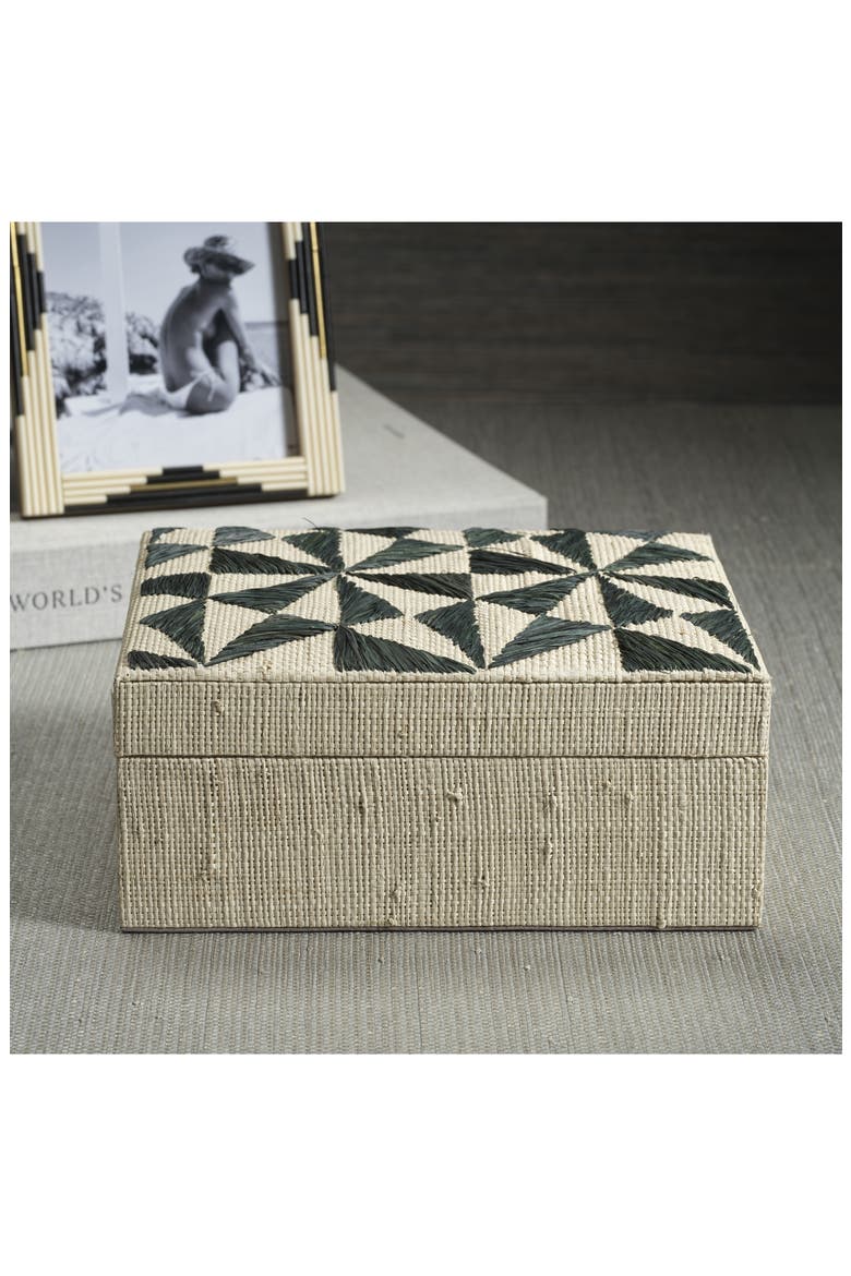 Tenerife Raffia Decorative Box, Alternate, color, BEIGE/ BLACK