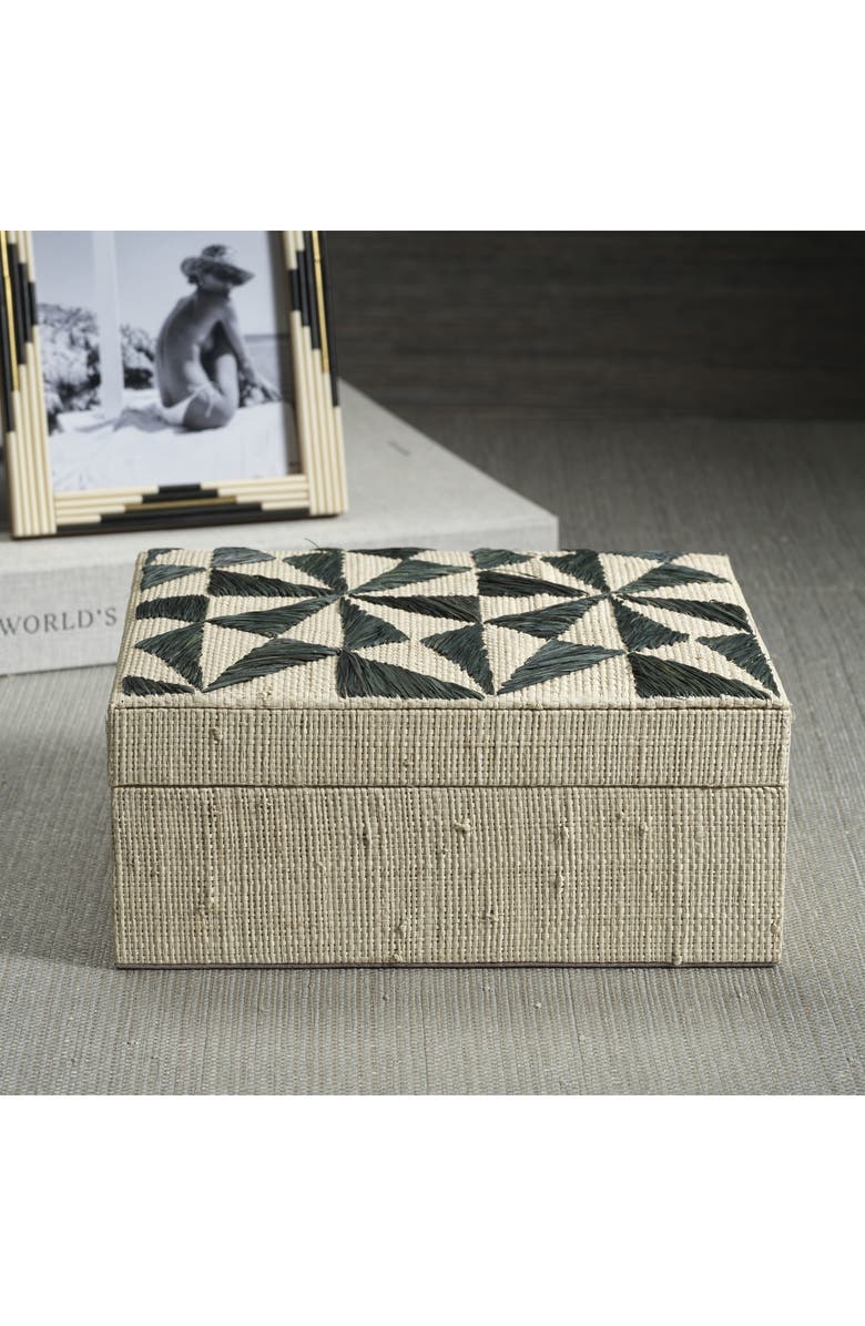 Zodax Tenerife Raffia Decorative Box, Alternate, color, Beige/ Black