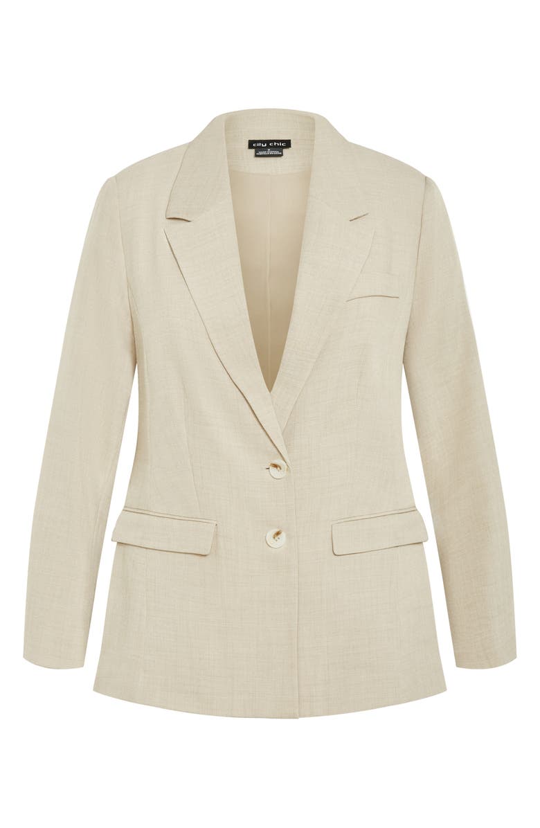 City Chic Elia Notch Lapel Stretch Blazer, Alternate, color, Latte