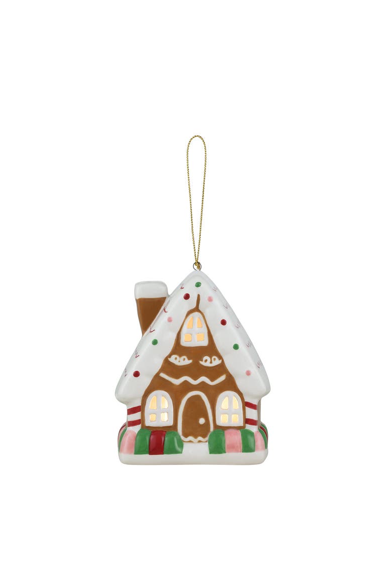 4.5 in. Nostalgic Ceramic Ornament - Gingerbread House, Main, color, Multicolor