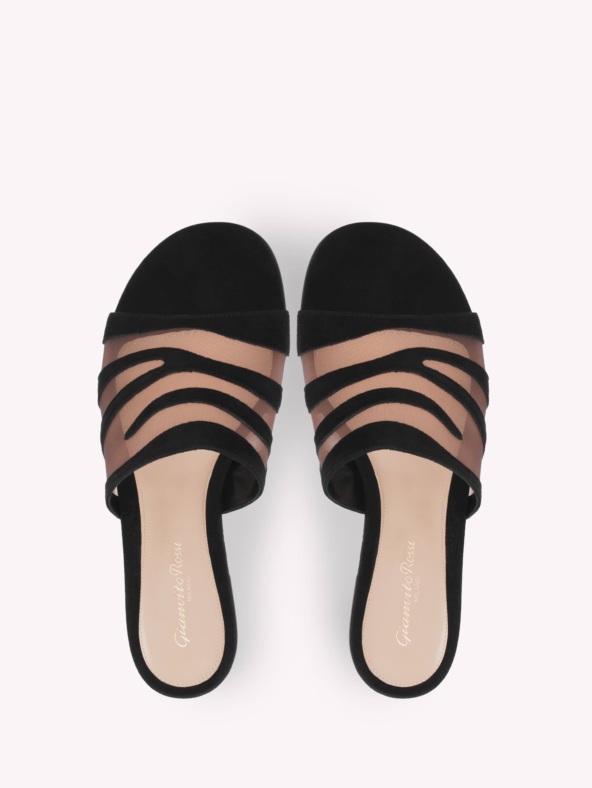 Gianvito Rossi Tigra Sandals, Alternate, color, Black Fabric And Suede