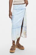 Desigual Graphic Print Straight Midi Denim Skirt
