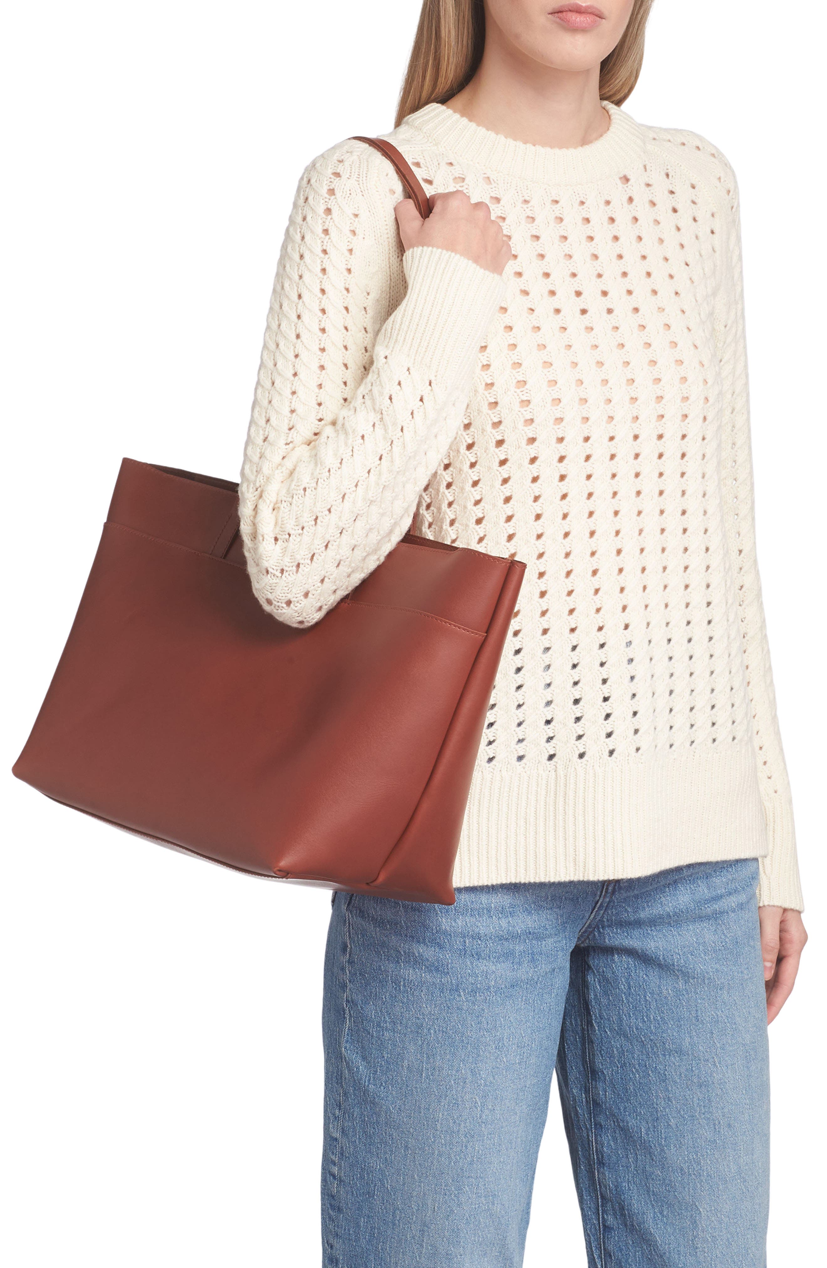 Madewell The Zip Top Essential Tote, Alternate, color, Warm Cinnamon