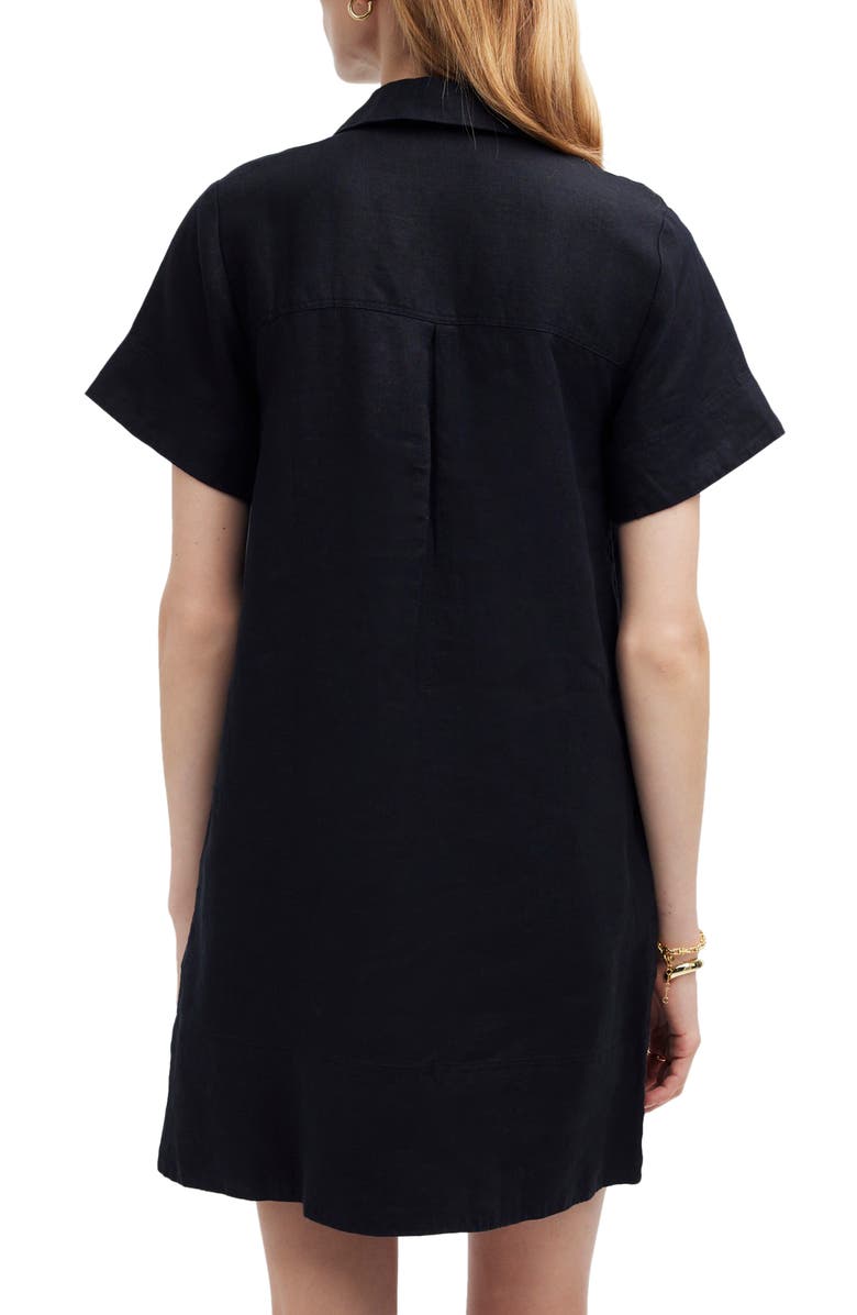 Madewell Johnny Collar V-Neck Linen Minidress, Alternate, color, 