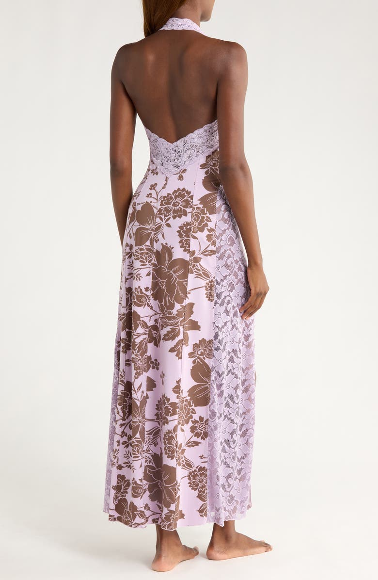 Free People Love You Most Print Lace Halter Maxi Dress, Alternate, color, Lavender Combo