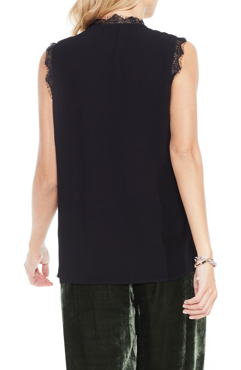Vince Camuto Lace Trim Sleeveless Blouse, Alternate, color, 