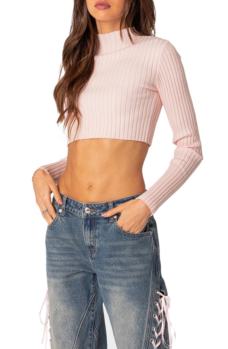 EDIKTED Dolly Rib Crop Sweater, Alternate, color, 
