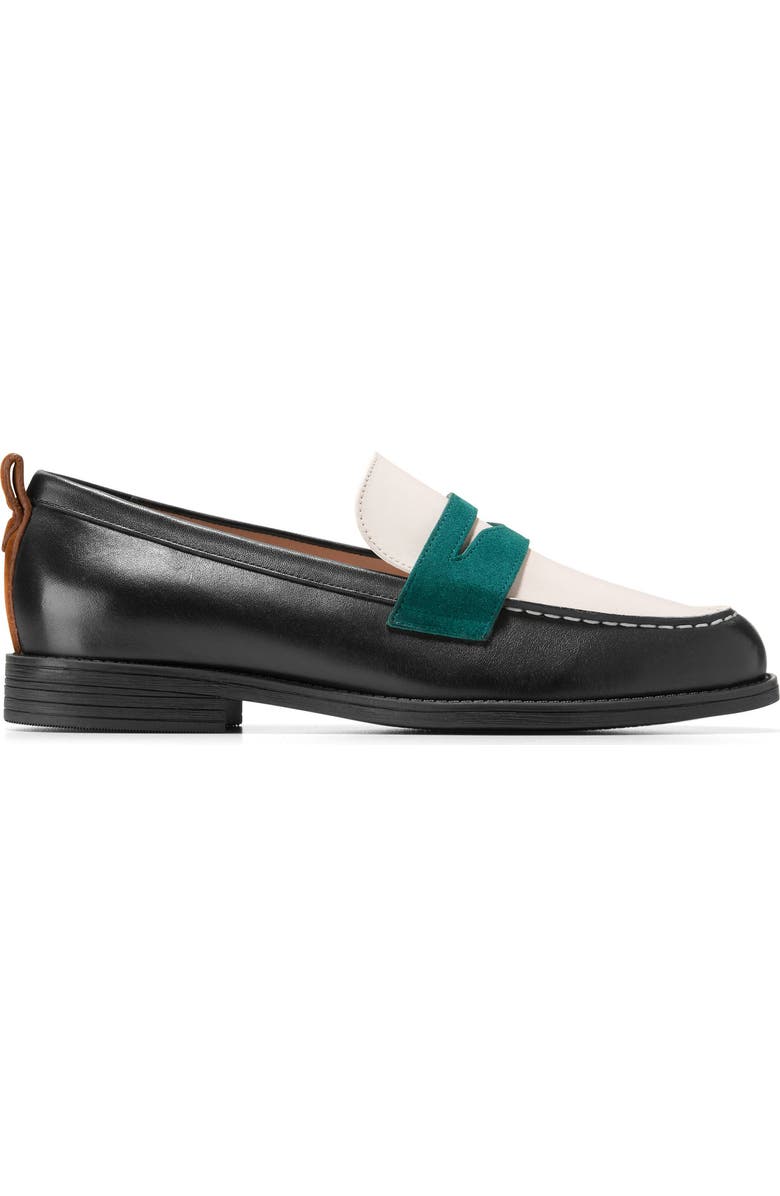 Cole Haan Stassi Penny Loafer, Alternate, color, Black/ Ivory / Rainforest