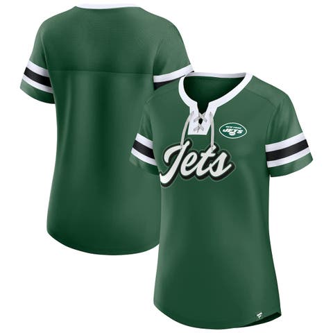 Women's Fanatics  Green New York Jets True Catch Iconic Rhinestone Bling Athena Lace-Up T-Shirt