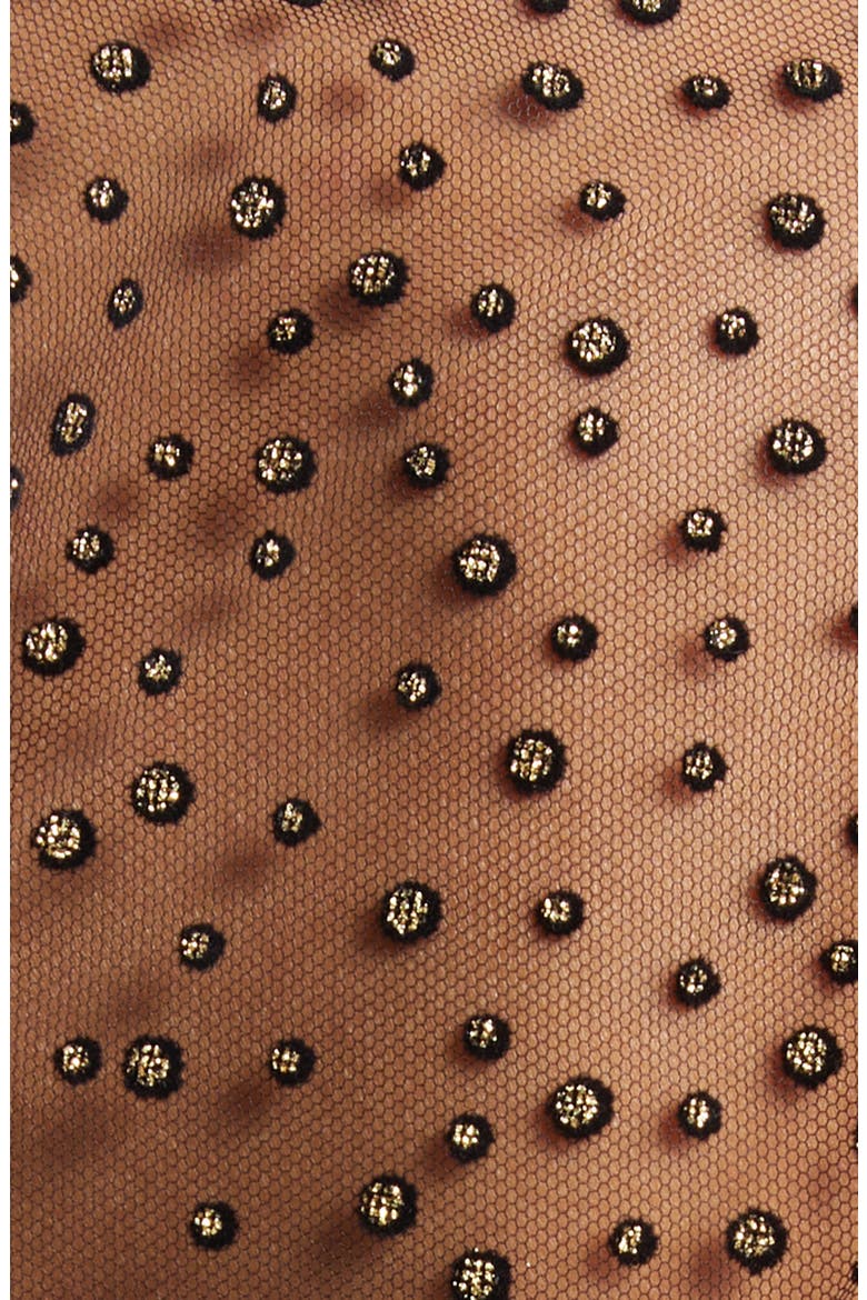 Embellished Sheer Ruffle Long Sleeve Tulle Top, Alternate, color, BLACK-GOLD