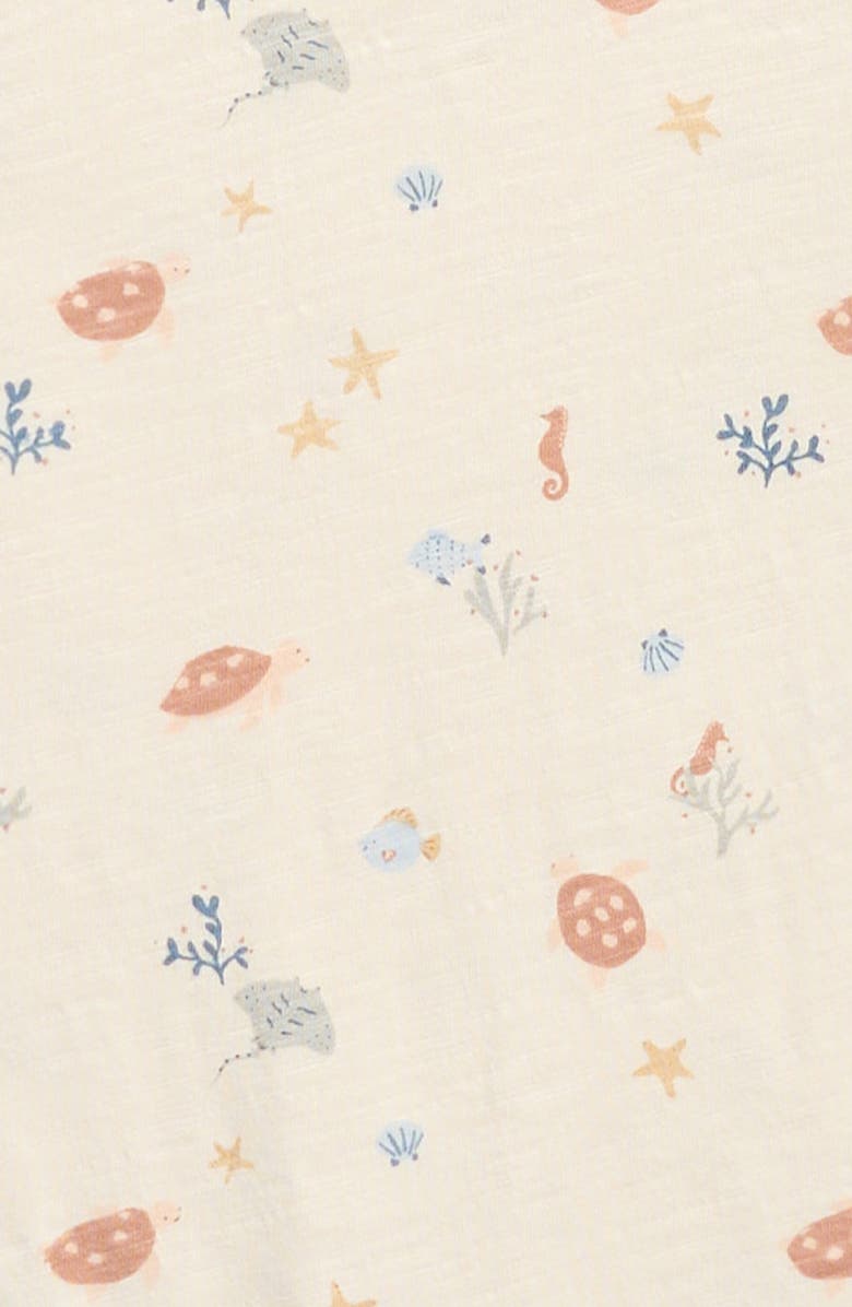 Rylee + Cru Aquatic Print Sleeveless Cotton Romper, Alternate, color, Natural