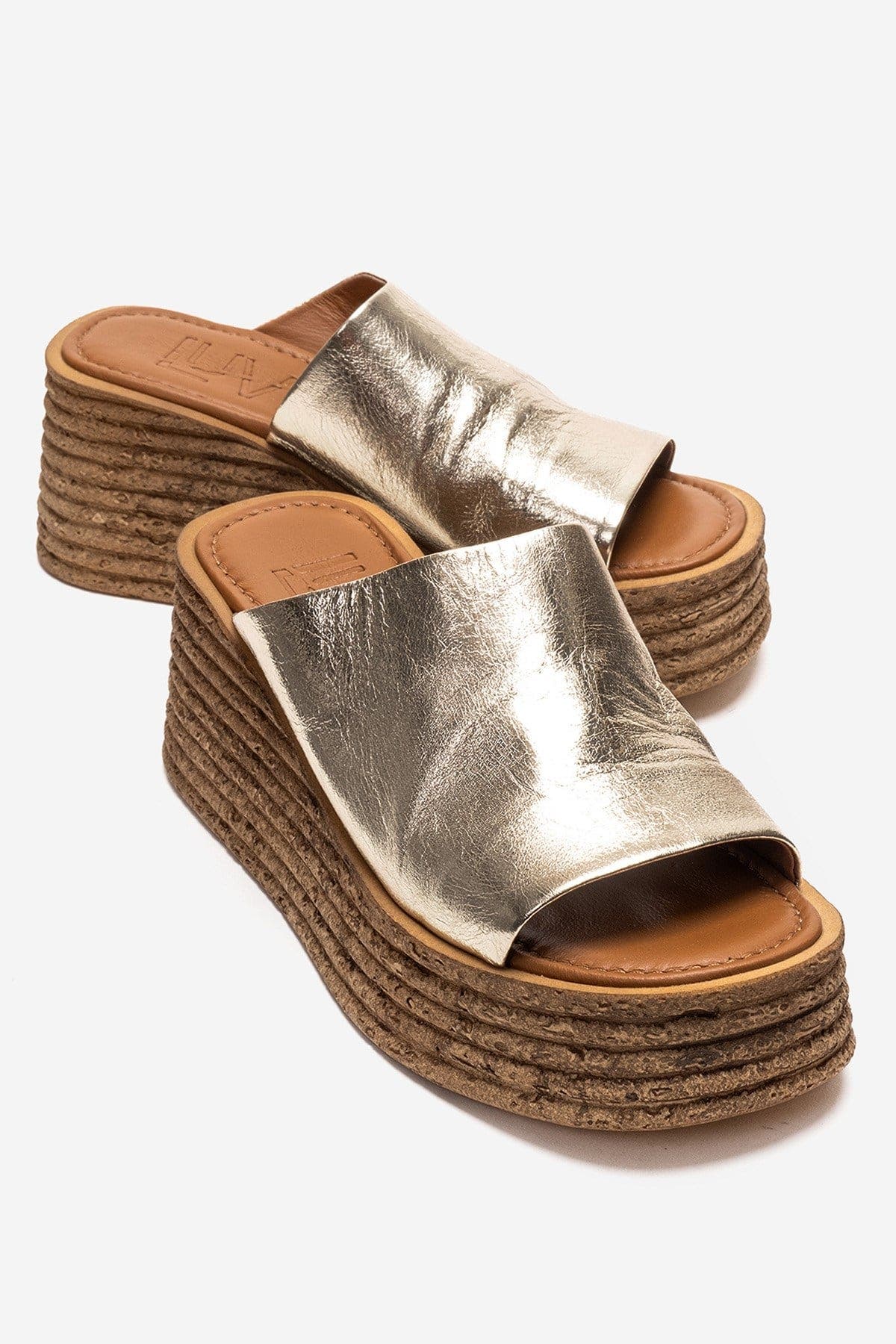 Forever & Always Shoes Marc Leather Wedge Sandal, Main, color, Gold