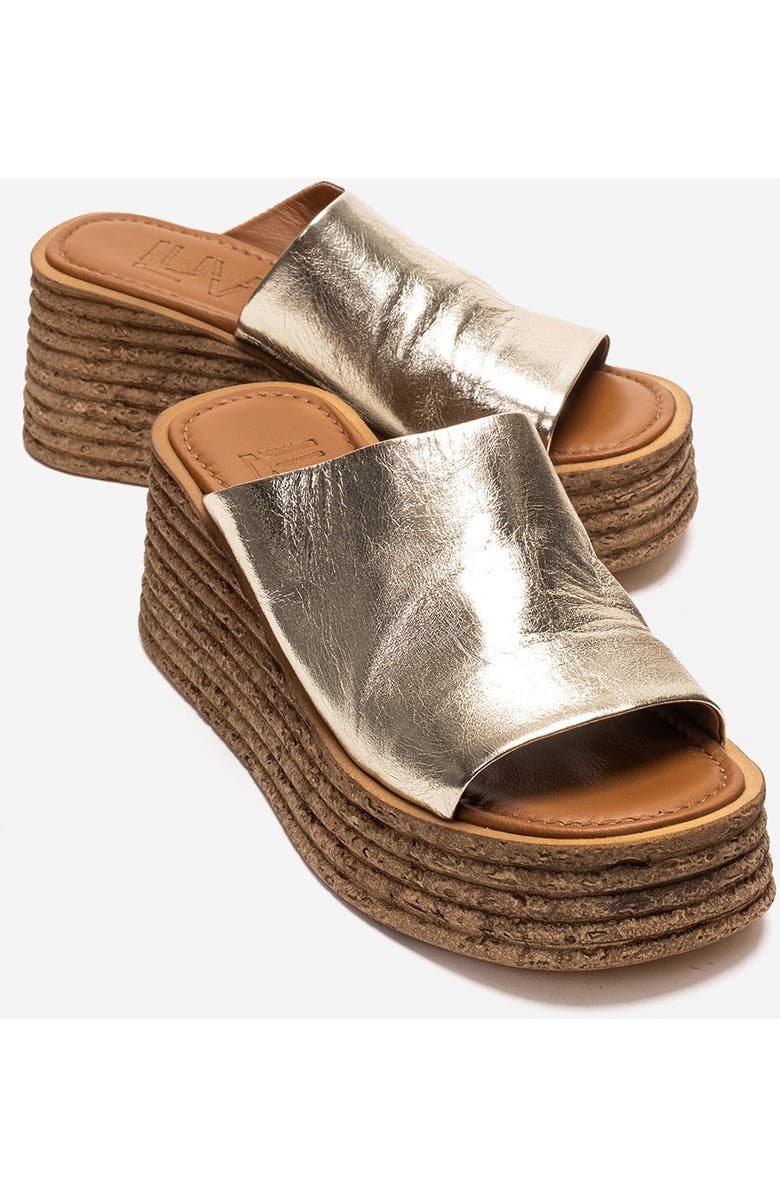 Forever & Always Shoes Marc Leather Wedge Sandal, Main, color, Gold