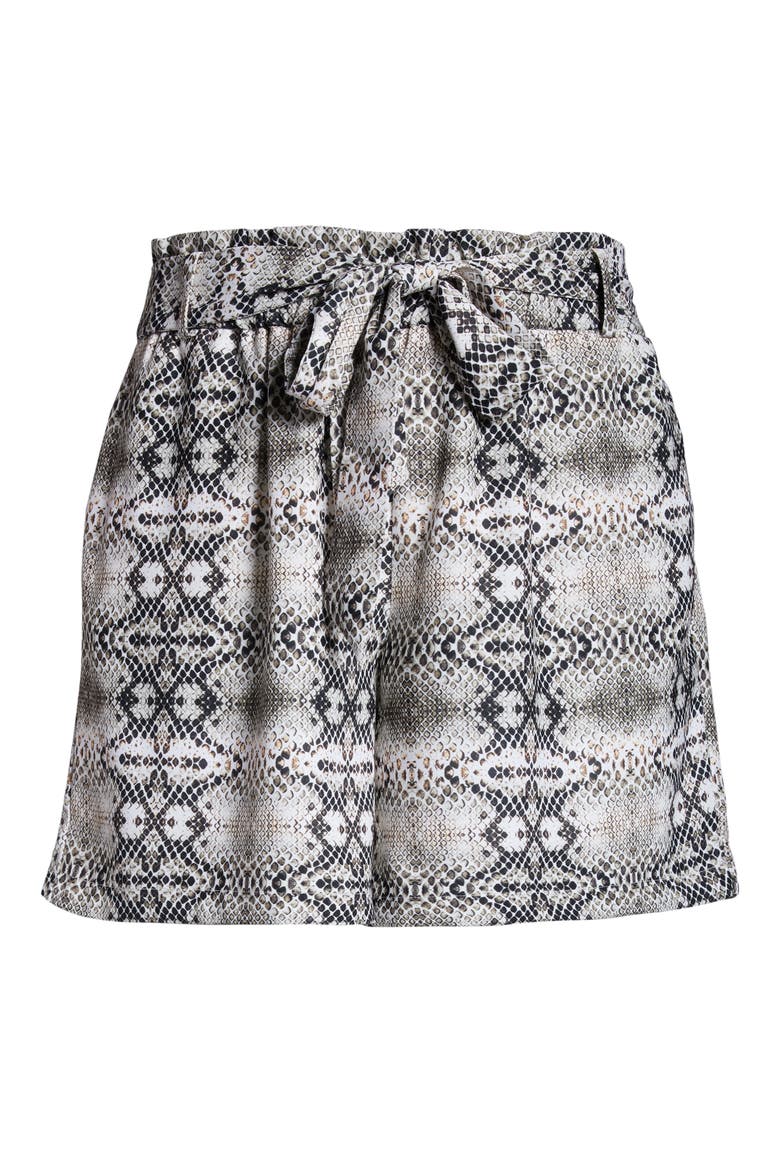 Snake Print Belted Paperbag Waist Shorts, Alternate, color, HISS OFF