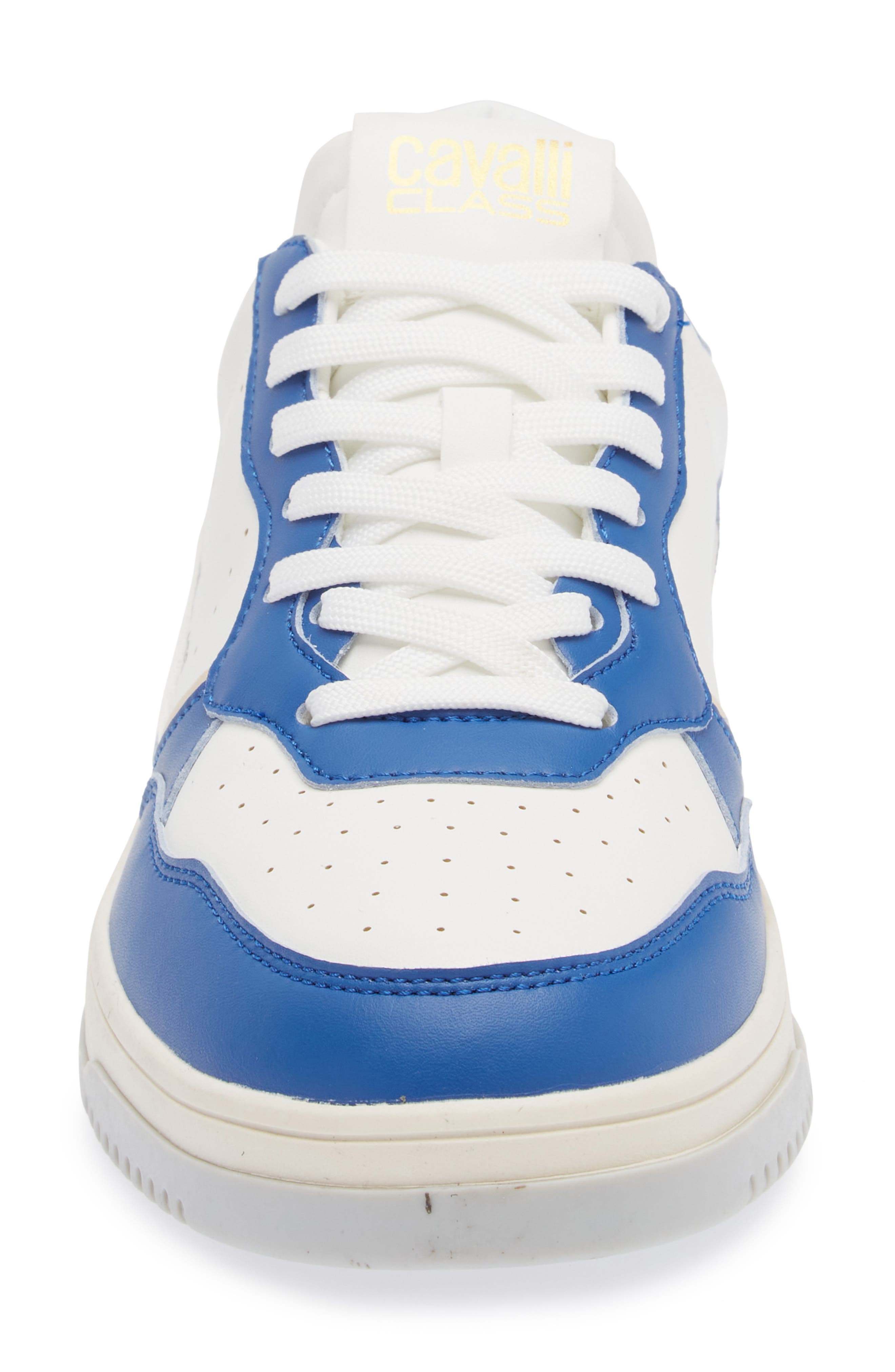 Roberto Cavalli Cavalli Class Two-Tone Perforated Low Top Sneaker, Alternate, color, White/ White