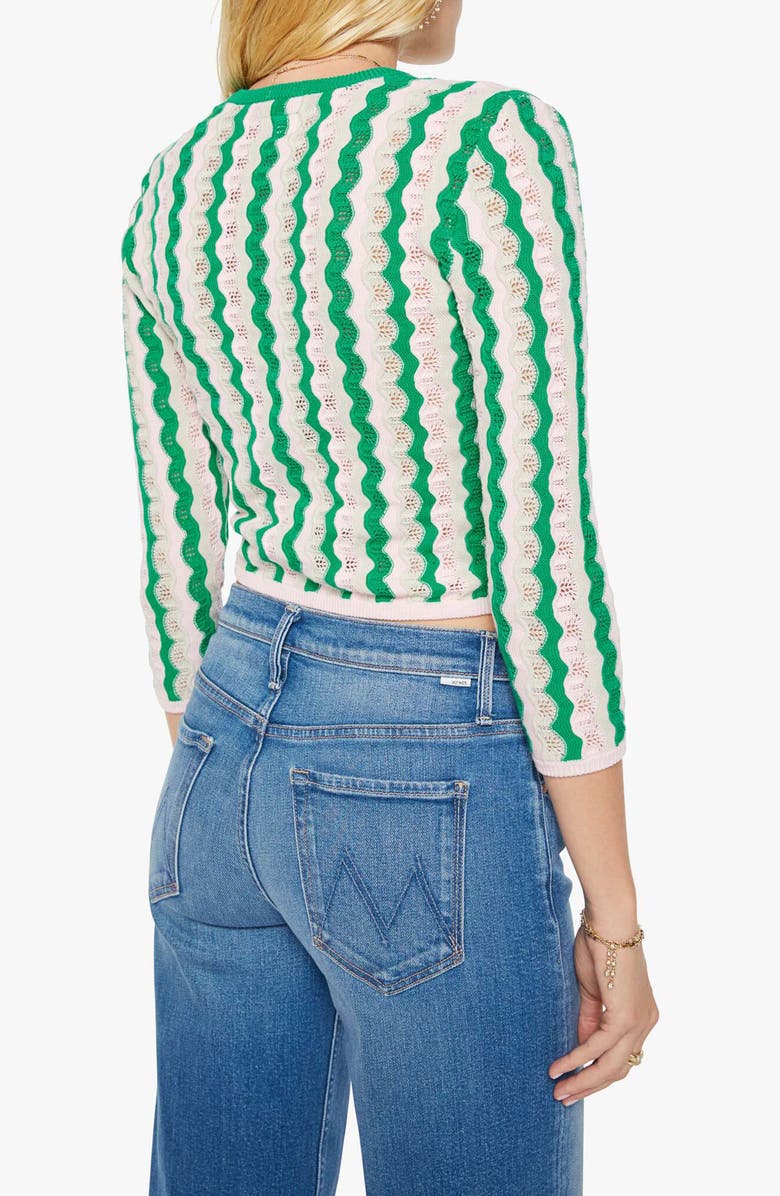 MOTHER The Crewneck Cardigan, Alternate, color, Poi Green Pink Combo