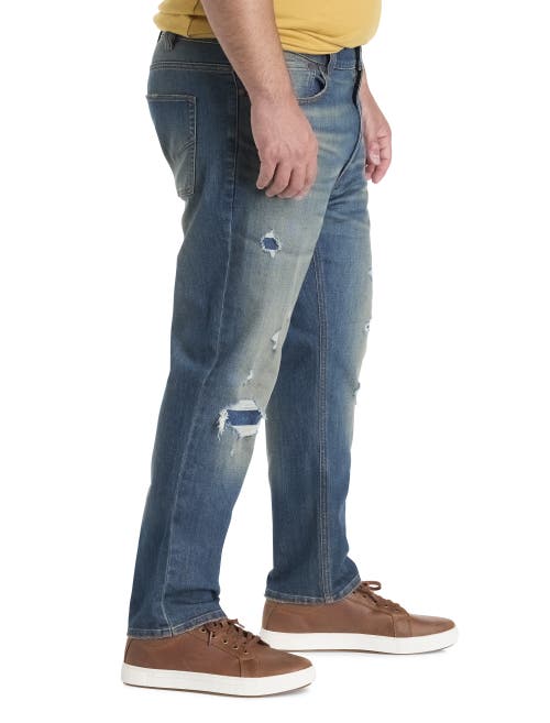 True Nation By Dxl Big & Tall Rip And Repair Tapered-fit Jeans In Blue