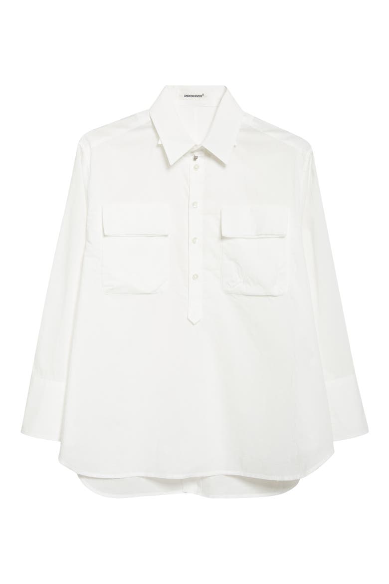 Raw Edge Cotton Poplin Button-Up Shirt, Alternate, color, WHITE