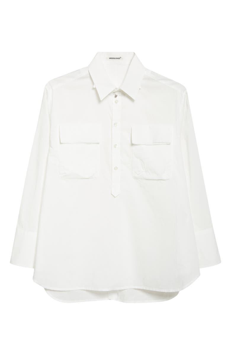Undercover Raw Edge Cotton Poplin Button-Up Shirt, Main, color, White