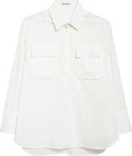 Undercover Raw Edge Cotton Poplin Button-Up Shirt