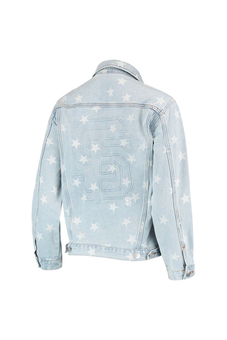 Women's The Wild Collective San Francisco Giants Allover Print Button-Up Denim Jacket, Alternate, color, Denim