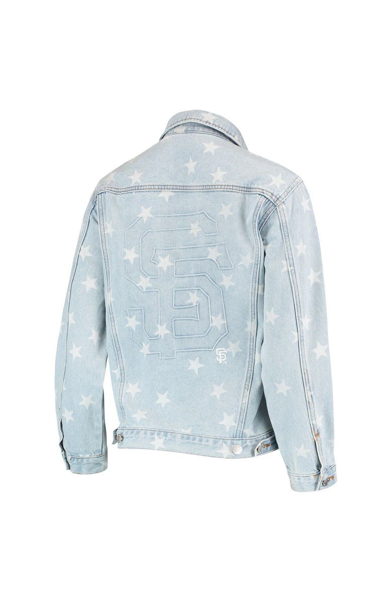 THE WILD COLLECTIVE Women's The Wild Collective San Francisco Giants Allover Print Button-Up Denim Jacket, Alternate, color, Denim