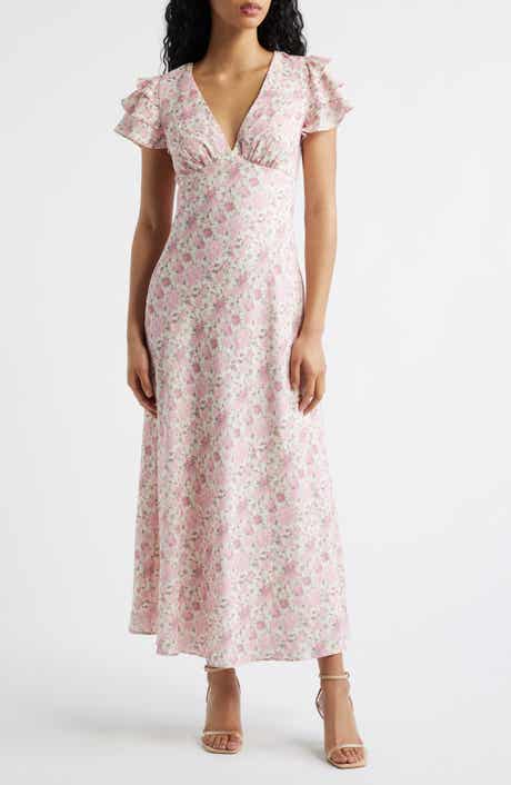 Vienna Floral Flutter Sleeve Maxi Dress