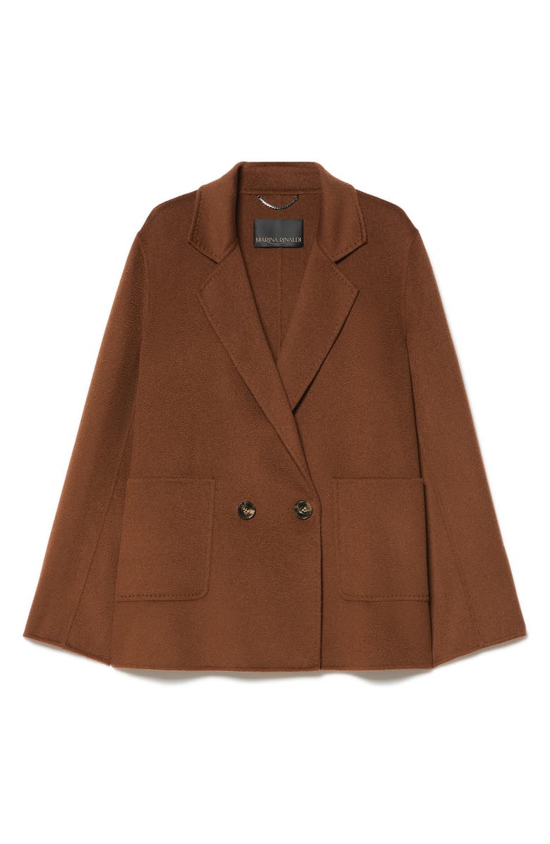 Marina Rinaldi Double Breasted Virgin Wool Jacket, Alternate, color, Chocolate
