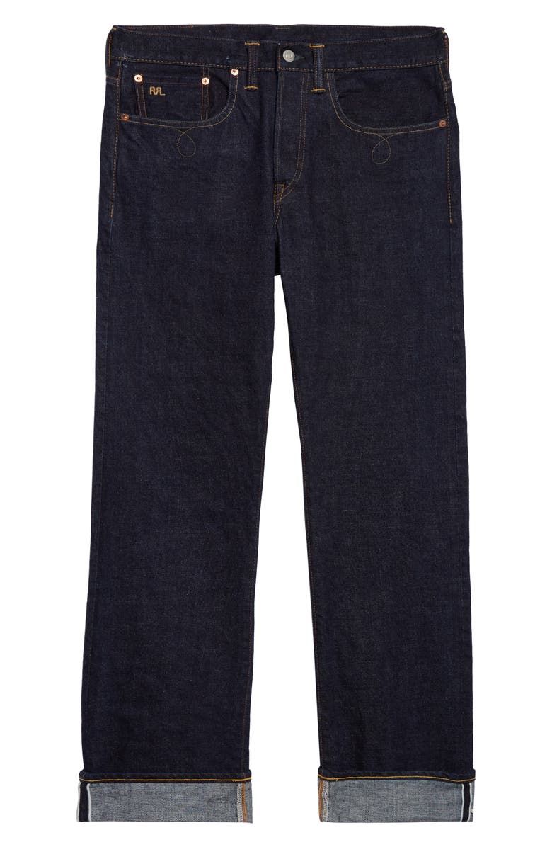 Double RL Slim Bootcut East-West Selvedge Jeans, Alternate, color, East/ West Rinse
