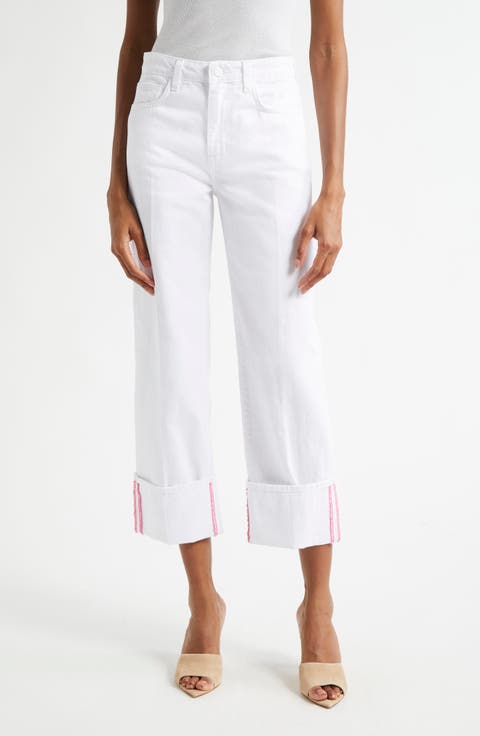 Leighton Cuff Stovepipe Jeans (Blanc)