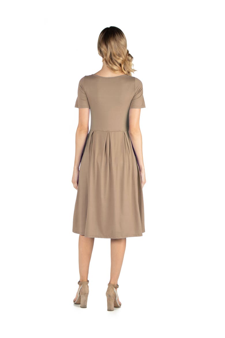 Maternity Midi Dress with Short Sleeve and Pocket Detail, Alternate, color, Taupe