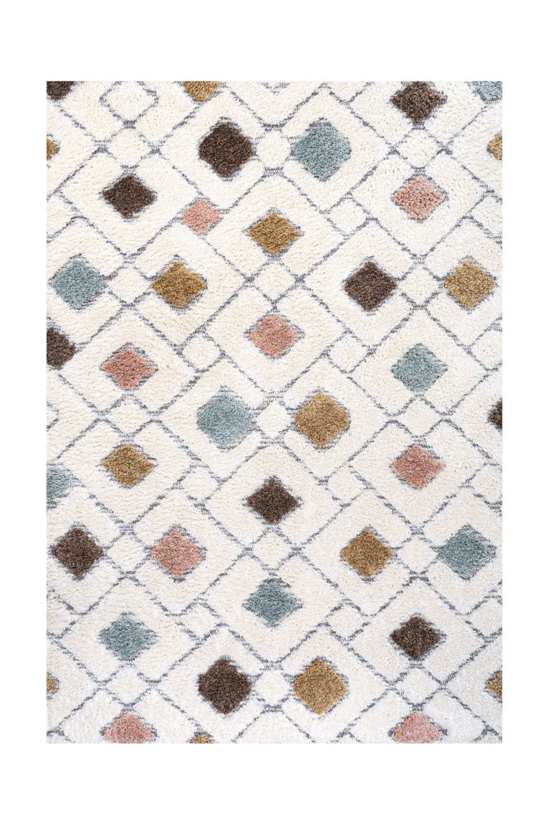 Astrid Retro Trellis High-Low Area Rug, Alternate, color, Multi/Cream