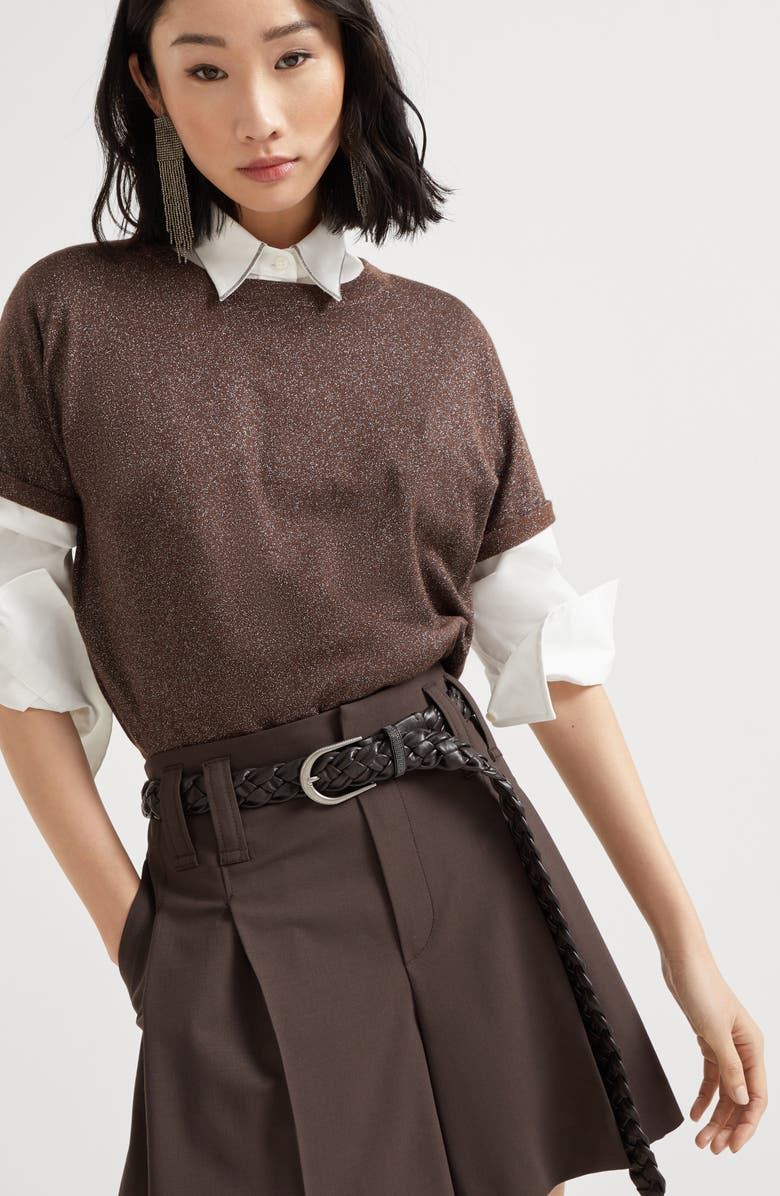 Brunello Cucinelli Cashmere and silk lightweight sweater, Alternate, color, Cocoa