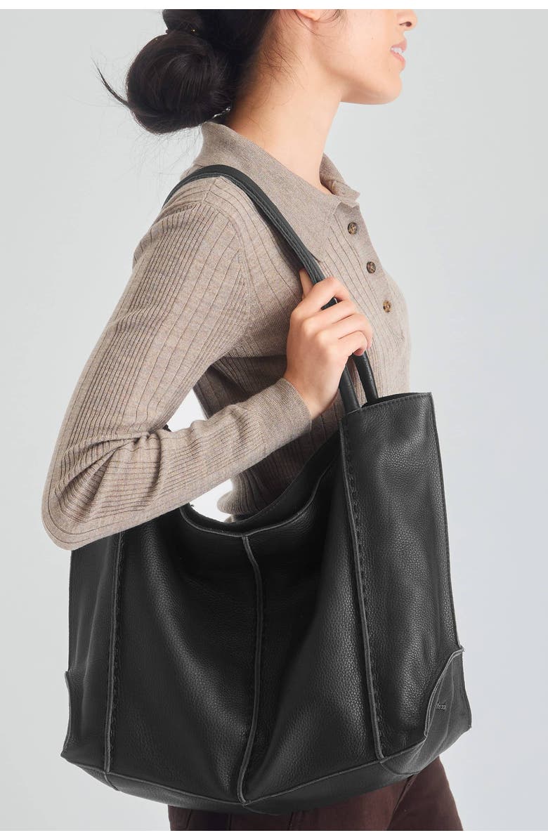 The Sak Los Feliz Large Tote Leather Bag & Iris Smartphone Bundle, Alternate, color, Black