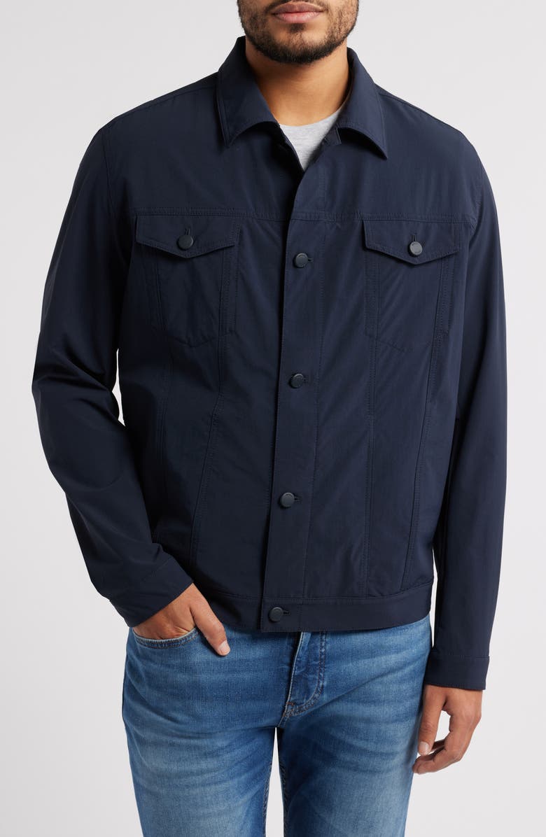 BOSS Carper Stretch Nylon Snap-Up Jacket, Alternate, color, Dark Blue