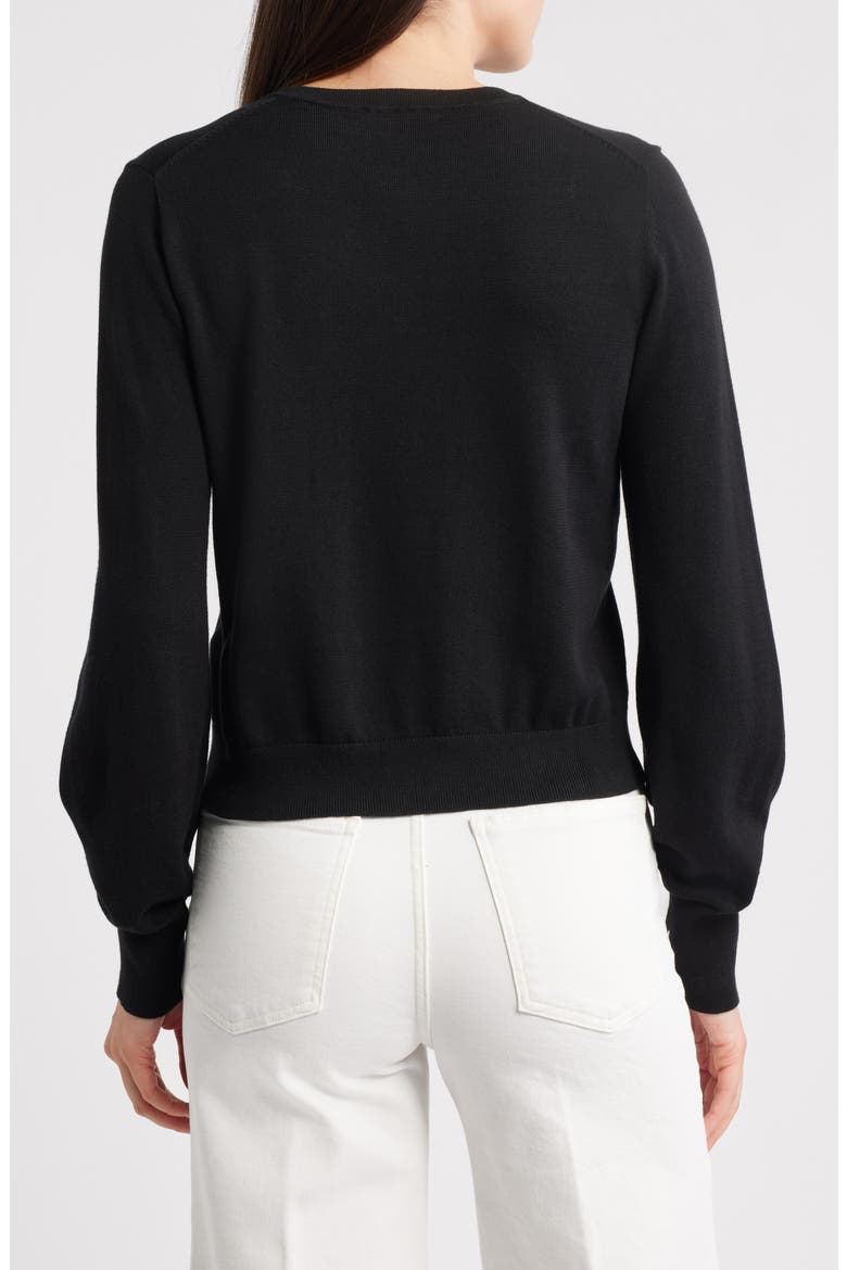 Cotton Crewneck Cardigan, Alternate, color, JET BLACK