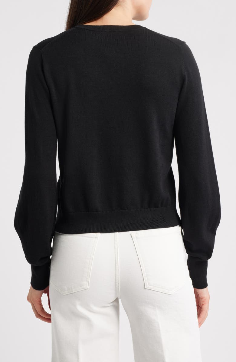 Madewell Cotton Crewneck Cardigan, Alternate, color, Jet Black