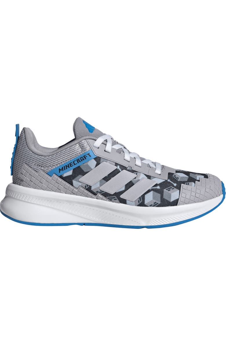 adidas x Minecraft<sup>®</sup> Kids' Fortarun 4.0 Sneaker, Alternate, color, Glory Grey/ Lucid Ray Blue