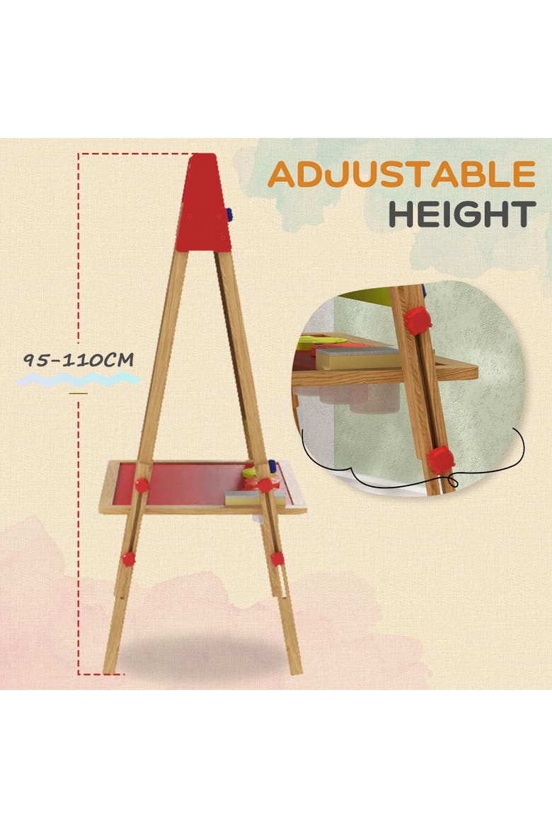 Kids 3-in-1 Art Easel with Paper Roll, Whiteboard, Chalkboard, Alternate, color, Natural Wood