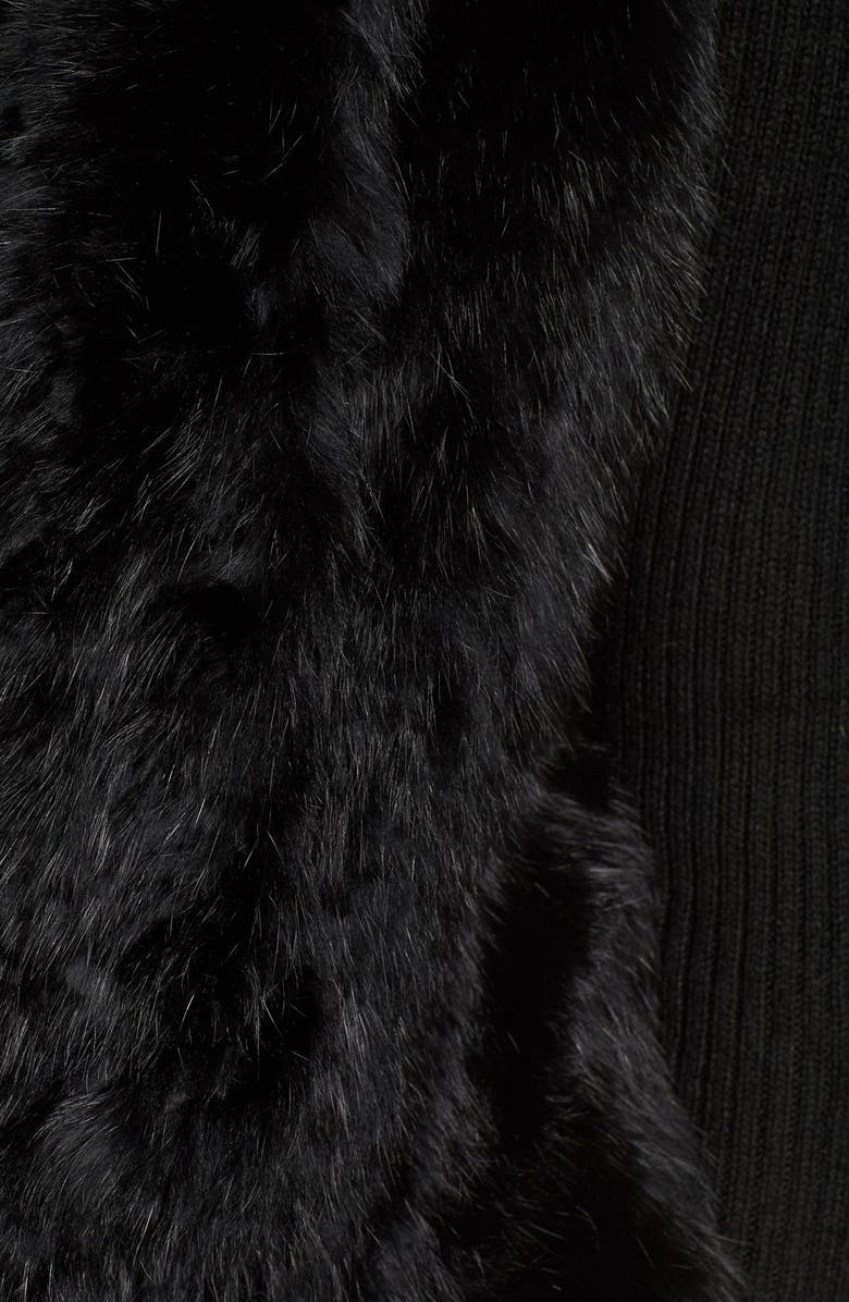 Love Token Genuine Rabbit Fur Jacket with Knit Sleeves, Alternate, color, 