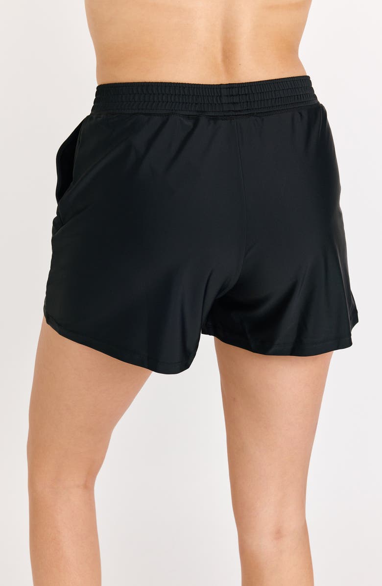 Calypsa Classic Fit Swim Shorts With Panty, Alternate, color, Black